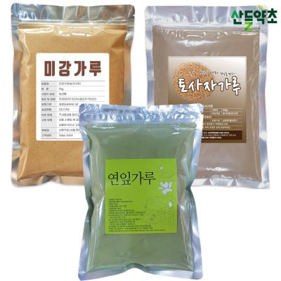 연잎가루 돌고래팩 세트 연잎가루 300g+미강(쌀겨)가루1kg+토사자가루 300g