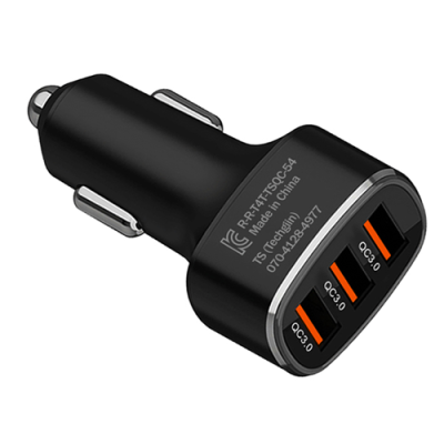 차량용고속충전기 테크진 USB 포트 3구 고속 차량용 시거잭 충전기 QC3.0 54W